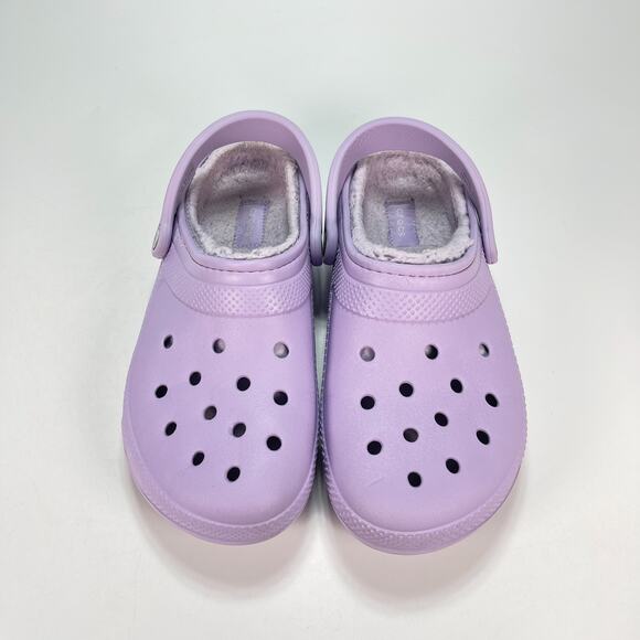 Crocs Classic Lined Clog Purple Slip On Faux Fur Shoes 203591 Women's Size 8 - Picture 3 of 11